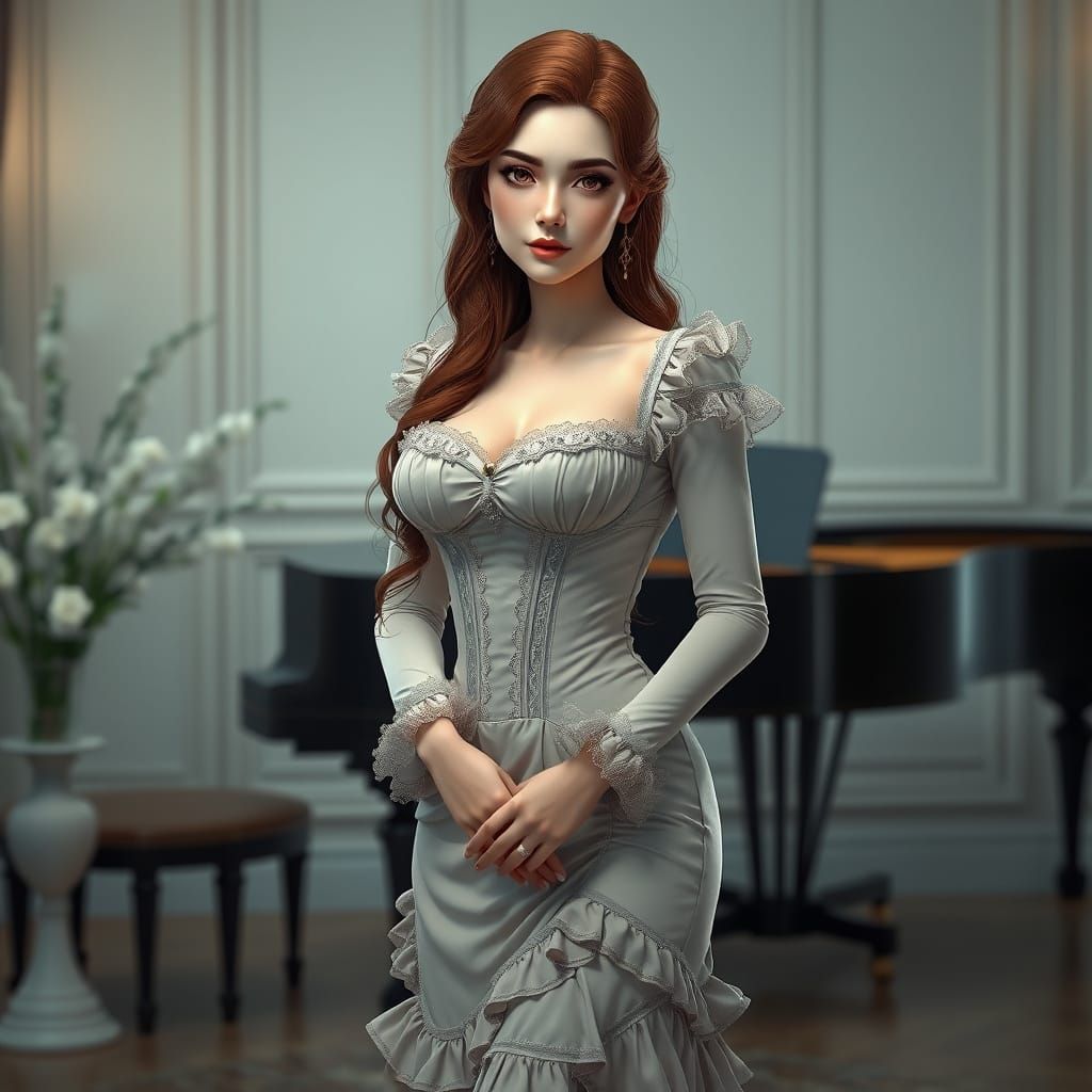 Elegant Victorian Lady in Serene Atelier