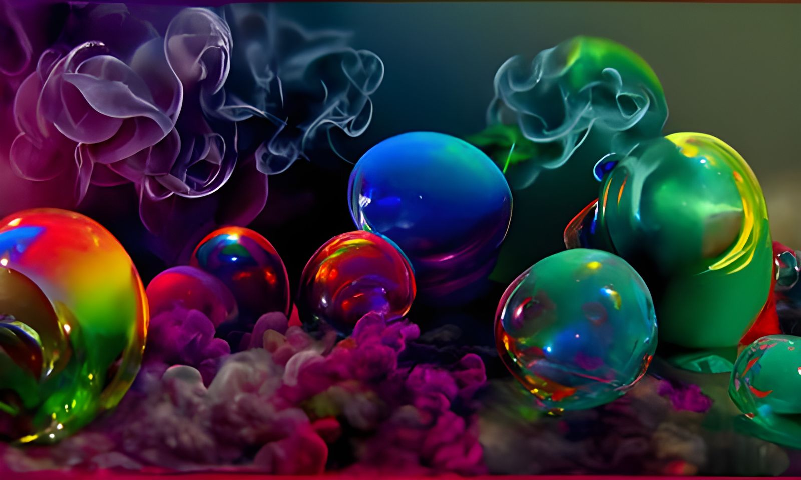 Rainbow Smoke Bubbles in Hyperreal 3D