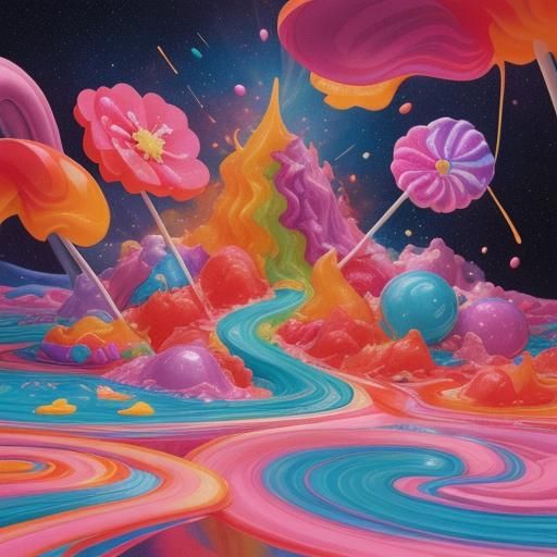 Cosmic Fire Water in Candy Art Style