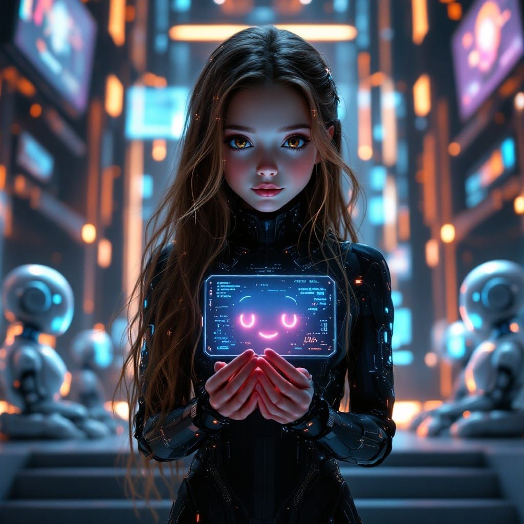 Cyborg Girl Embodies Futuristic Elegance