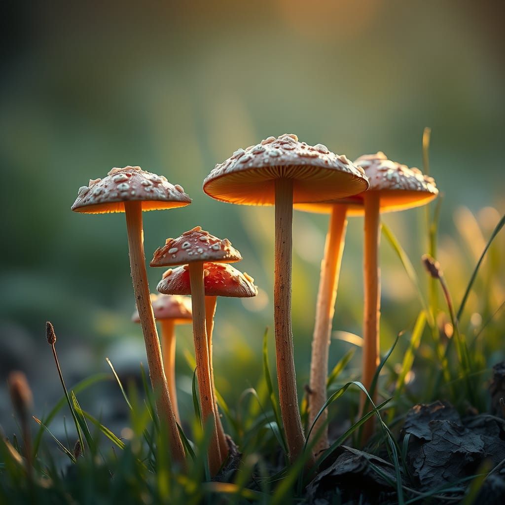 Mushrooms Reach for the Golden Light