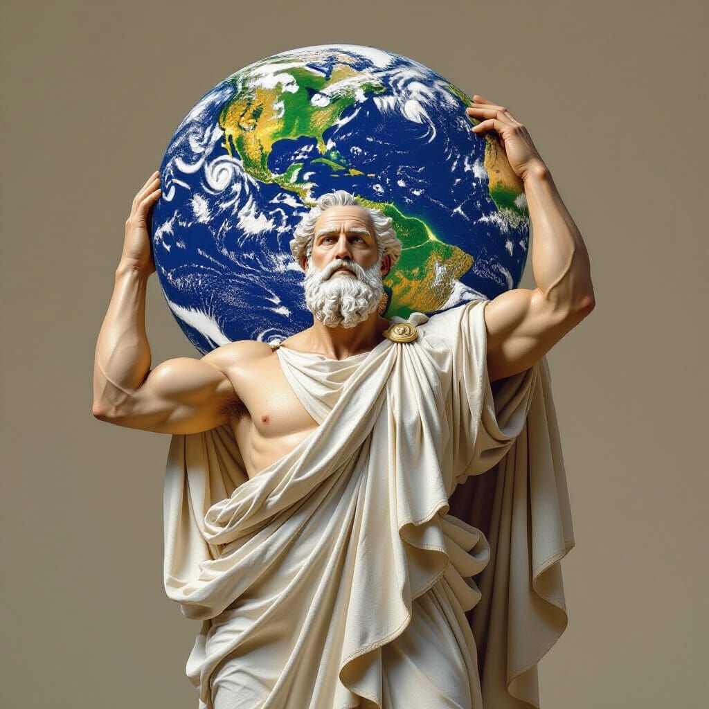 Atlas Sculpture Carrying Earth, Michelangelo-Inspired