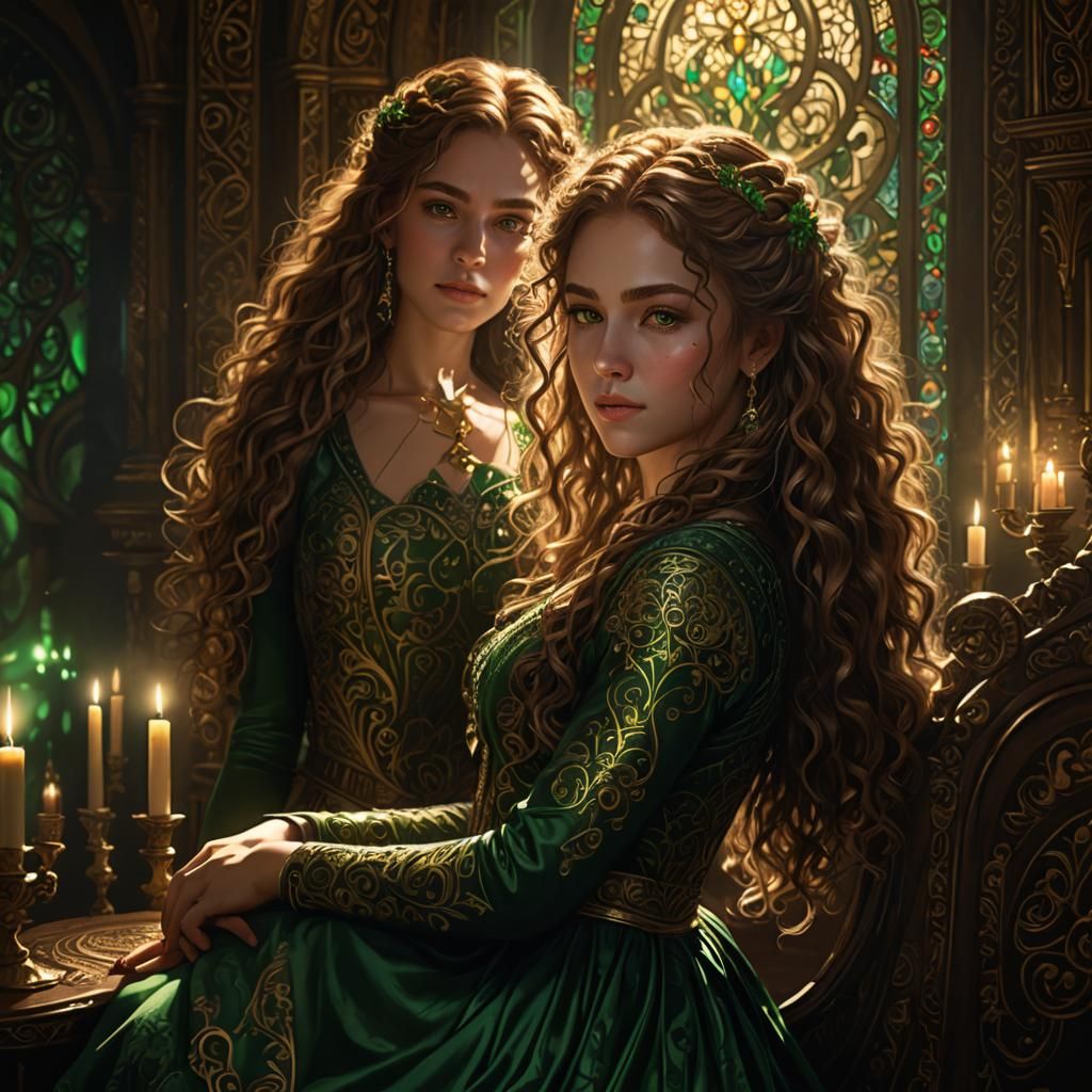 Mystical Portrait with Piercing Green Eyes