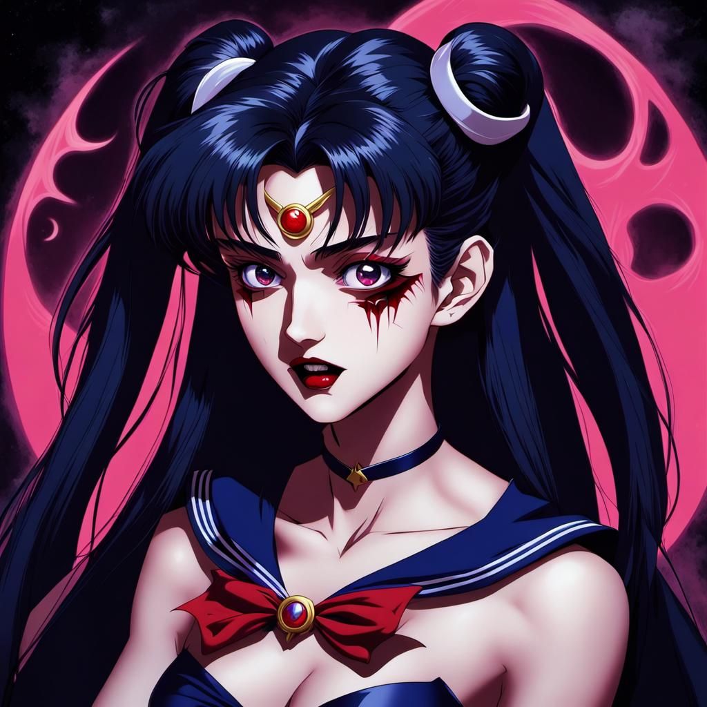 Sailor Moon Vampire Transformation in 90s Anime Style