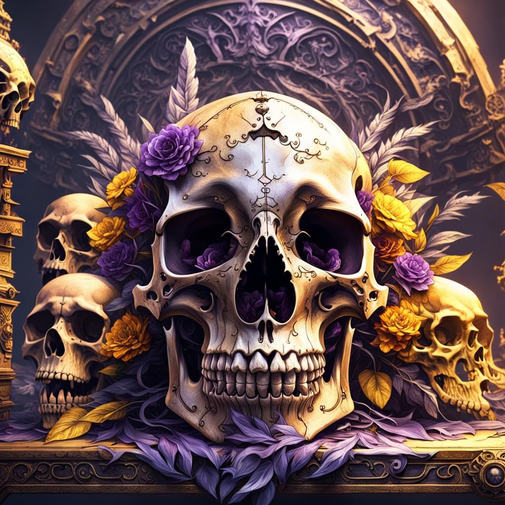 Dark Fantasy Skulls in Detailed Concept Art