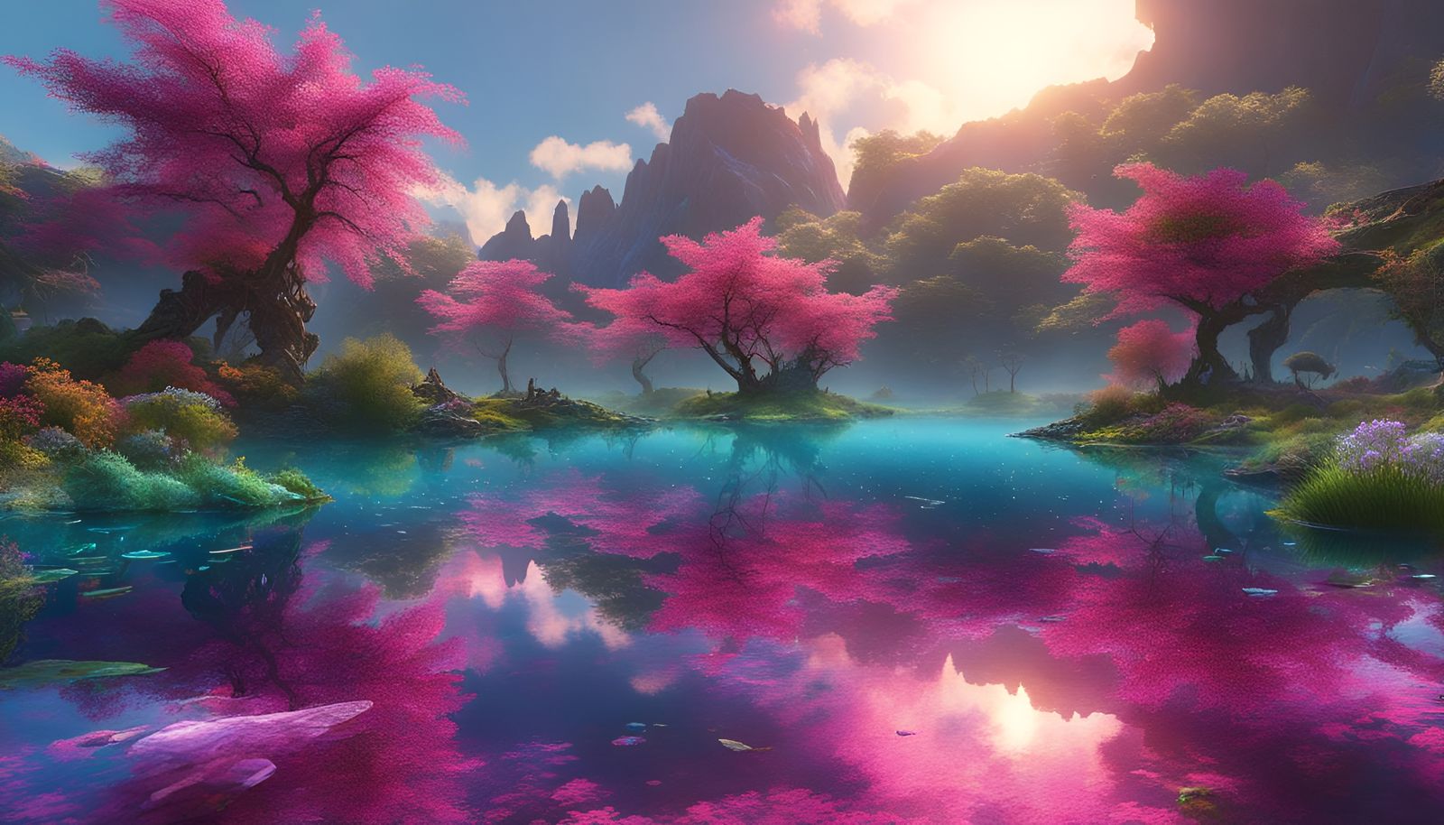 Futuristic Biopunk Landscape at Sunrise: Digital Art