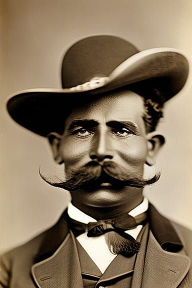 Cowboy with Mustache in Vintage Photograph Style