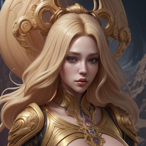 Abstract Portrait of a Blond Woman in Gold