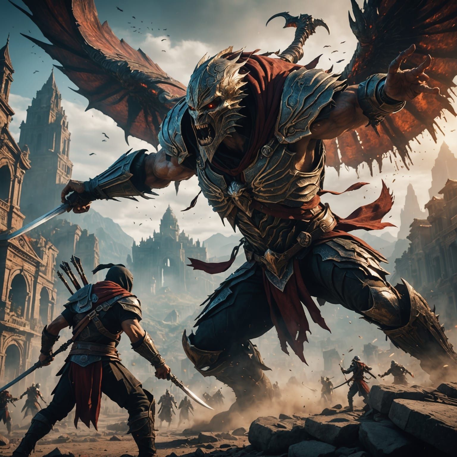 Assassin Battles Titan: Fantasy Concept Art