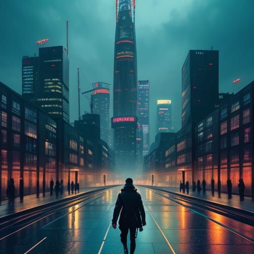 Futuristic London Cityscape in Vibrant Digital Art