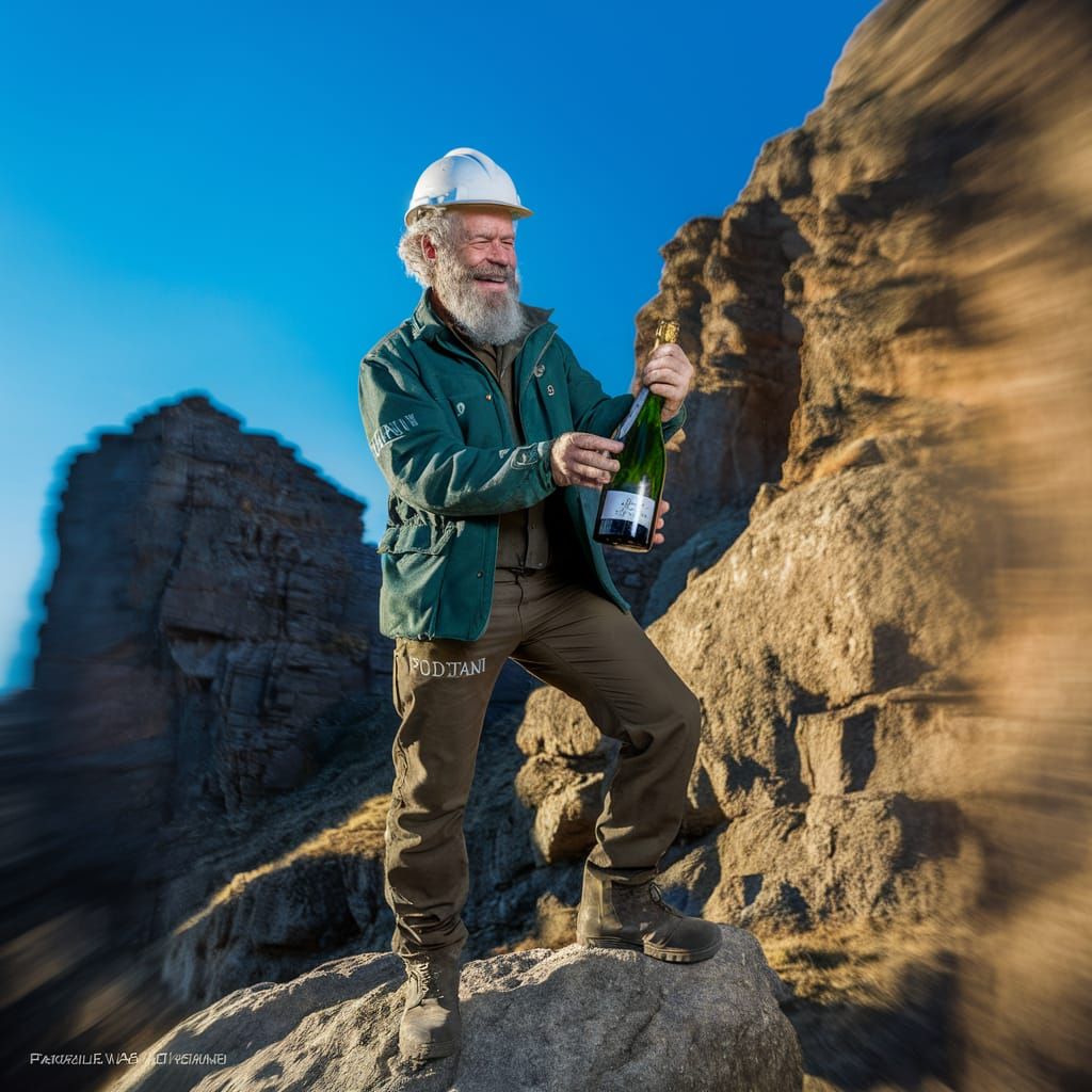 Joyful Geologist Celebrates Discovery in Italian Landscape