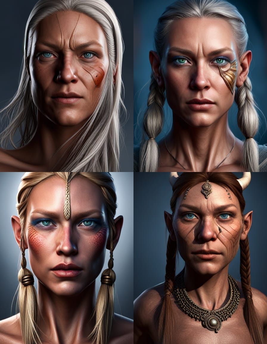 Hyperrealistic Viking Woman Portrait with Runes