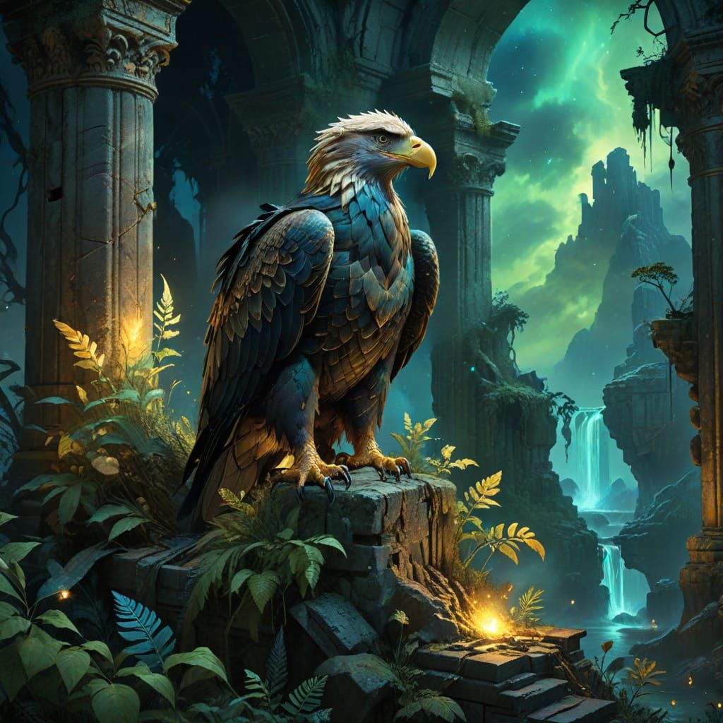 Majestic Golden Eagle on Ancient Ruins