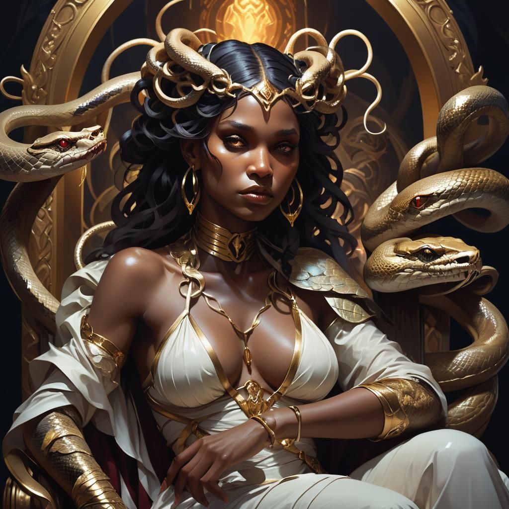 Serpentine Demon Queen Portrait in Dark Fantasy Style