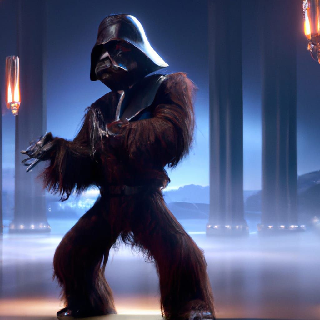Darth Vader and Chewbacca Tango in Moonlight