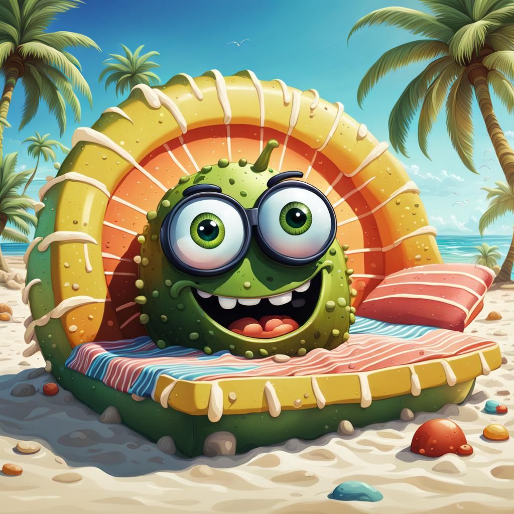 Happy pickle on the beach