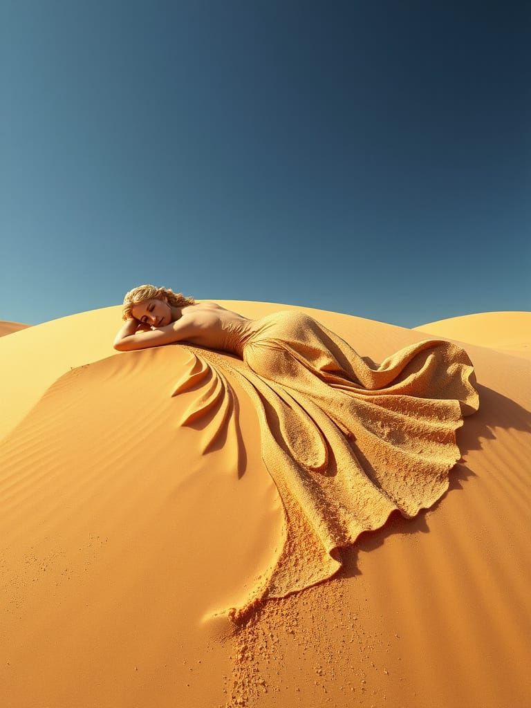 Ethereal Desert Goddess in Velvet Sand Dunes