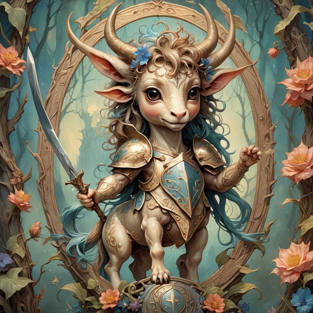 Miniature Centaur Hero in Whimsical Fantasy Style