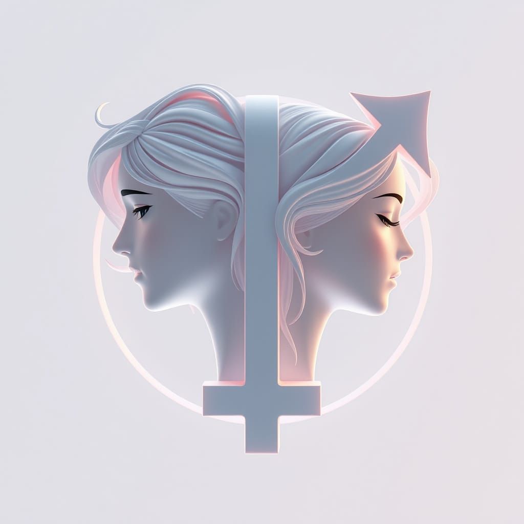 Transgender Symbol with Serene Profiles in Anime Style