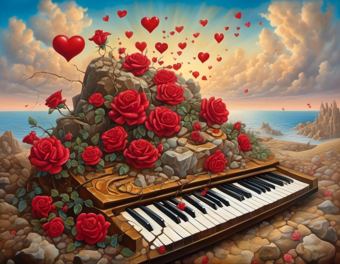 Keyboard Rock Fusion: Surreal Oil Painting