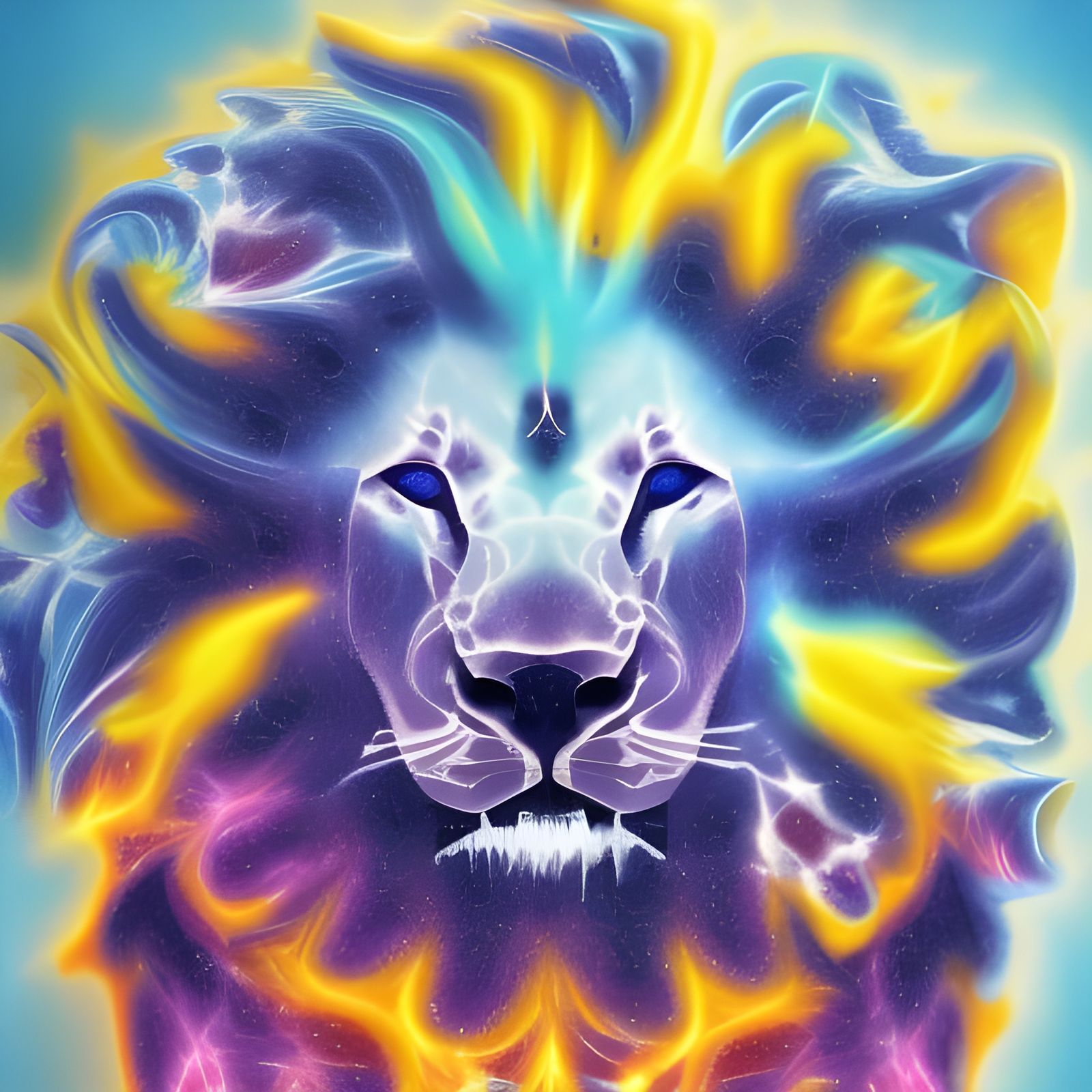 Mythic Plasma Lion Fractal Burst