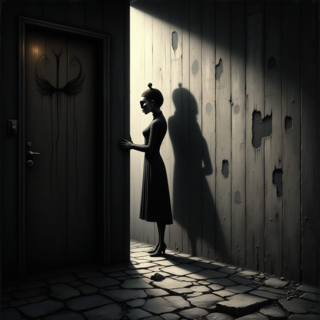 Menacing Figure in Shadowy Alley, Gritty Textures