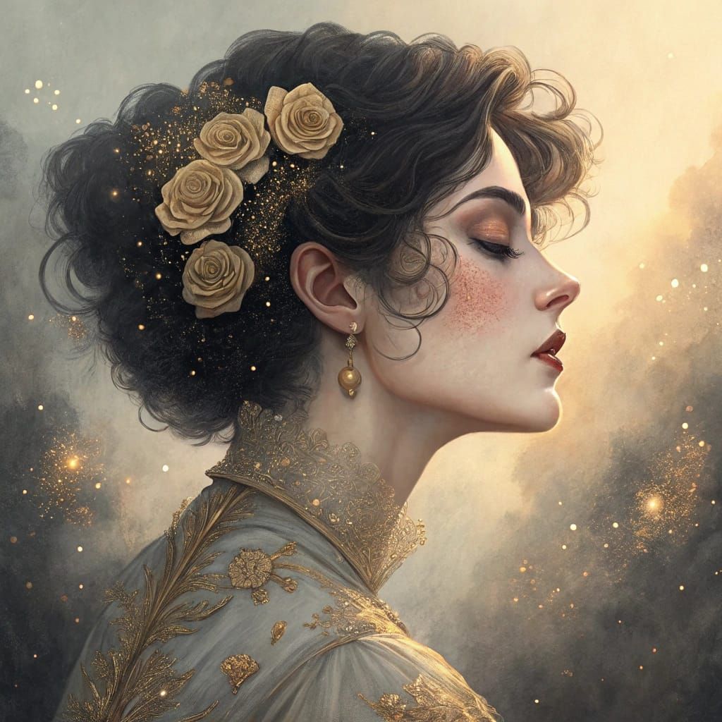 Ethereal Goddess in Golden Light