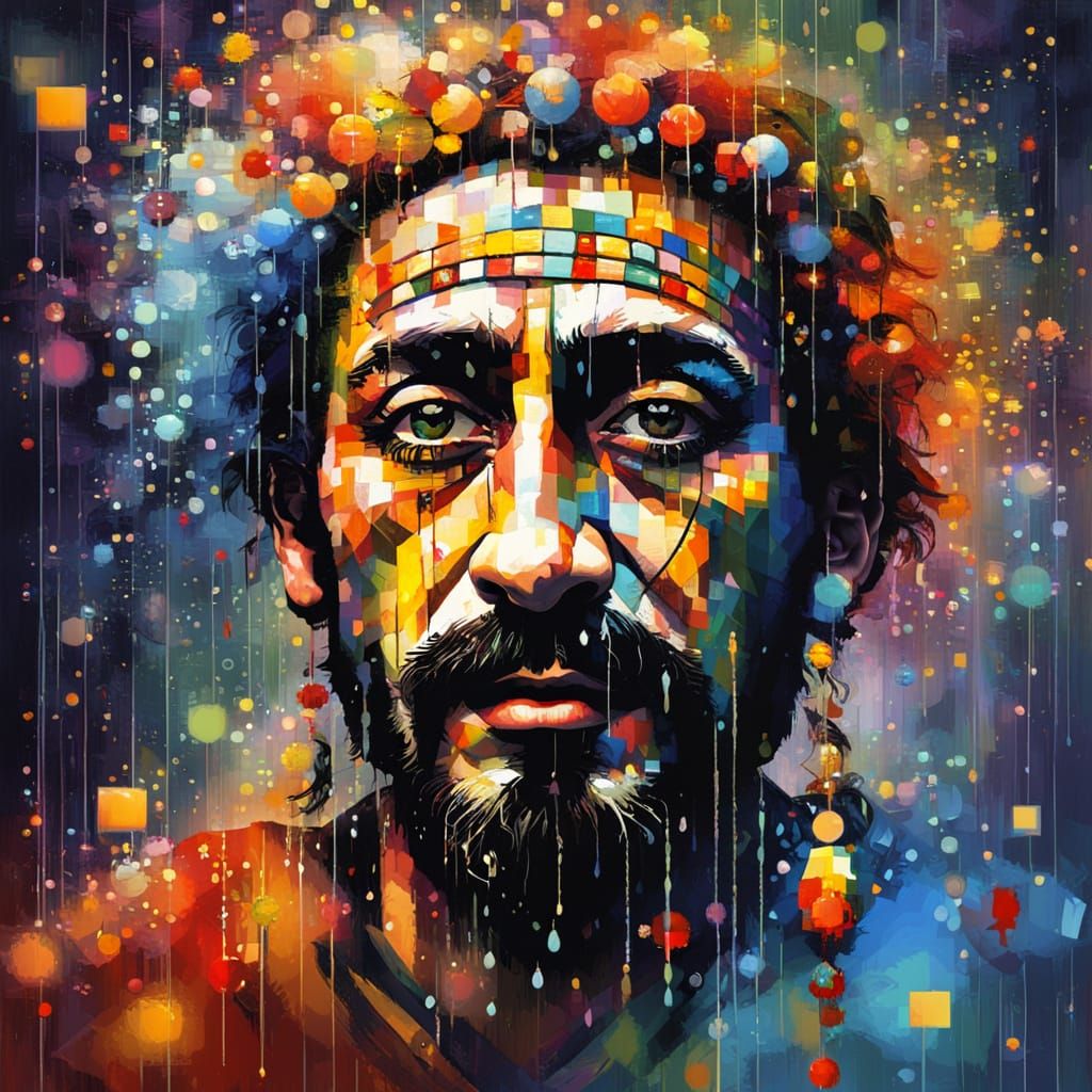 Epic Bohemian Jester in Digital Rain