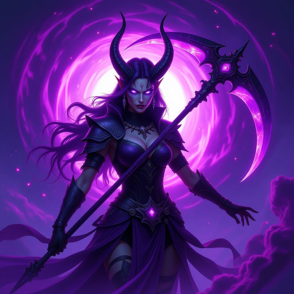 Demon Warrior in Cosmic Vortex: Concept Art