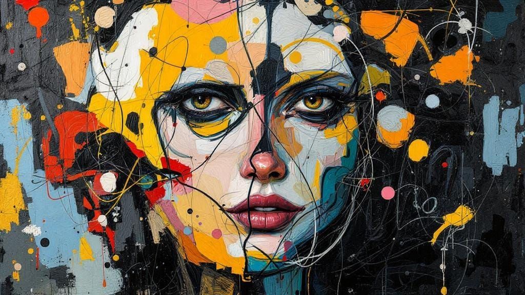 Chaotic Abstract Portrait in Impasto Style