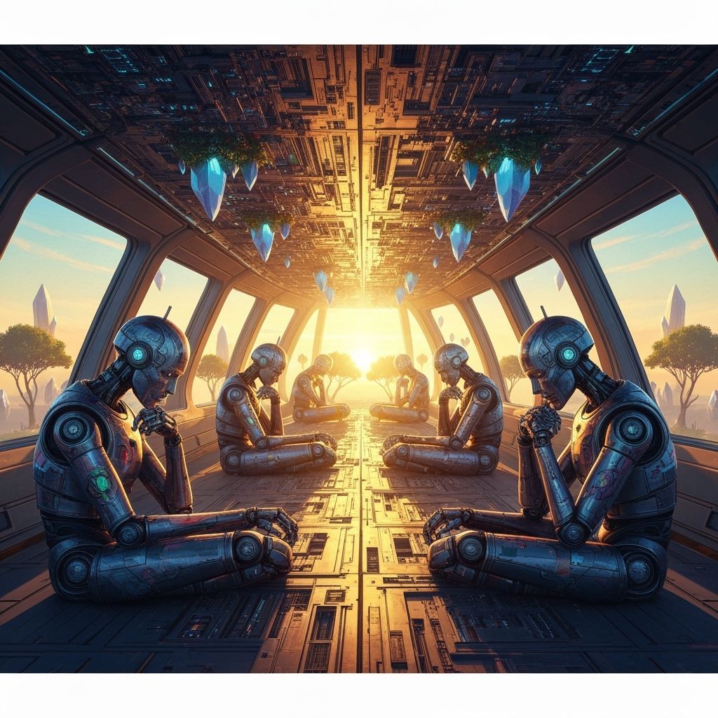 Robots Discussing Mirrored Minds in Psychedelic Starship