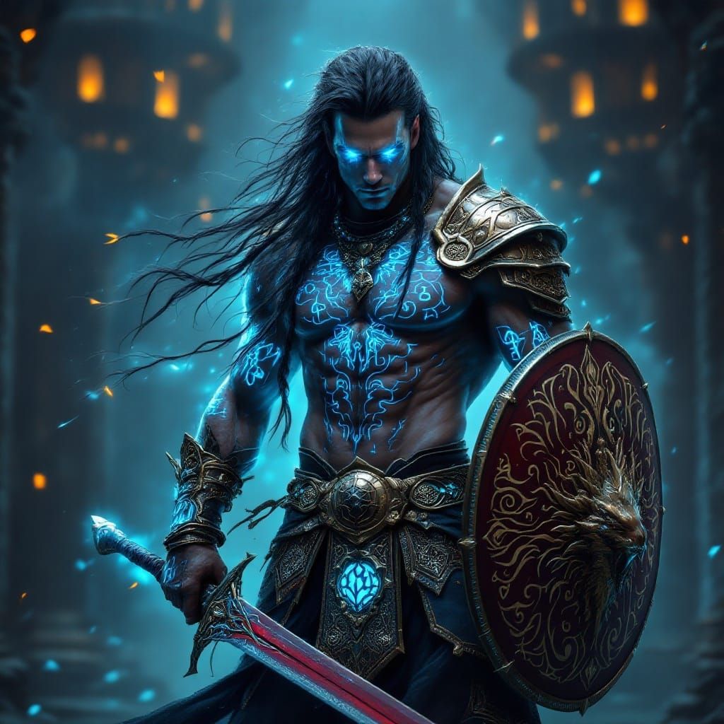 Gothic Warrior in Golden Armor, Breathtaking Handsomeness an...