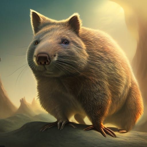 Detailed Wombat Matte Painting in Deep Color