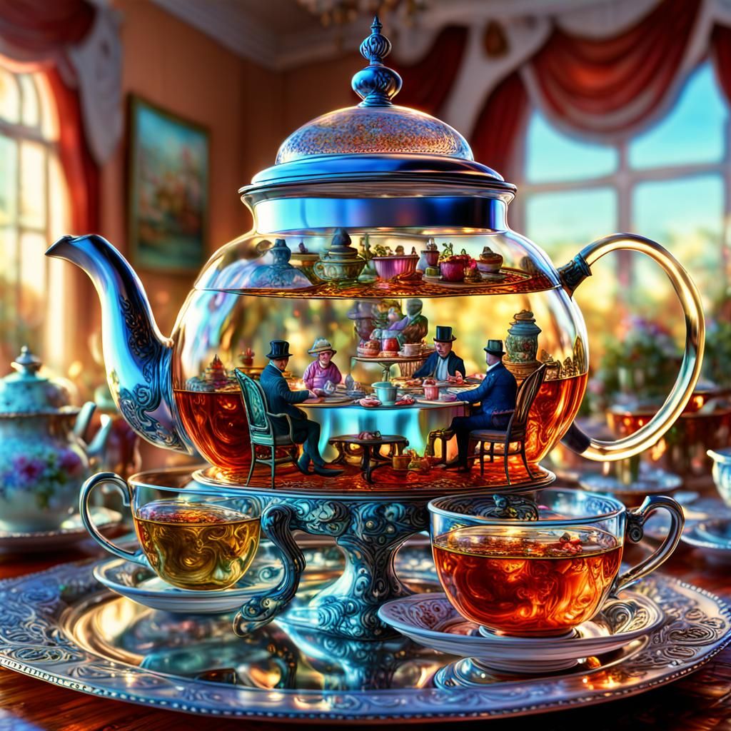 Victorian Tea Party in Holographic Teapot