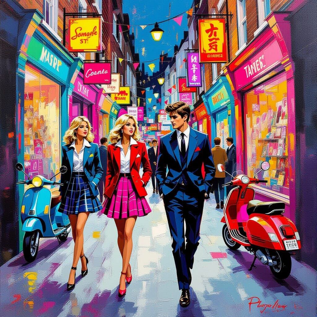 Carnaby Street Scene in Pop Art Style