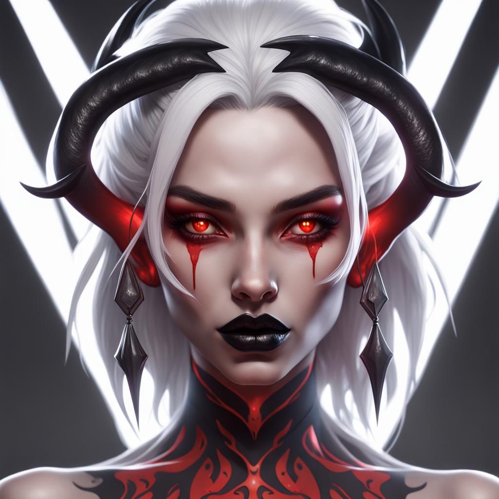 Red Demon Portrait with Striking Contrast