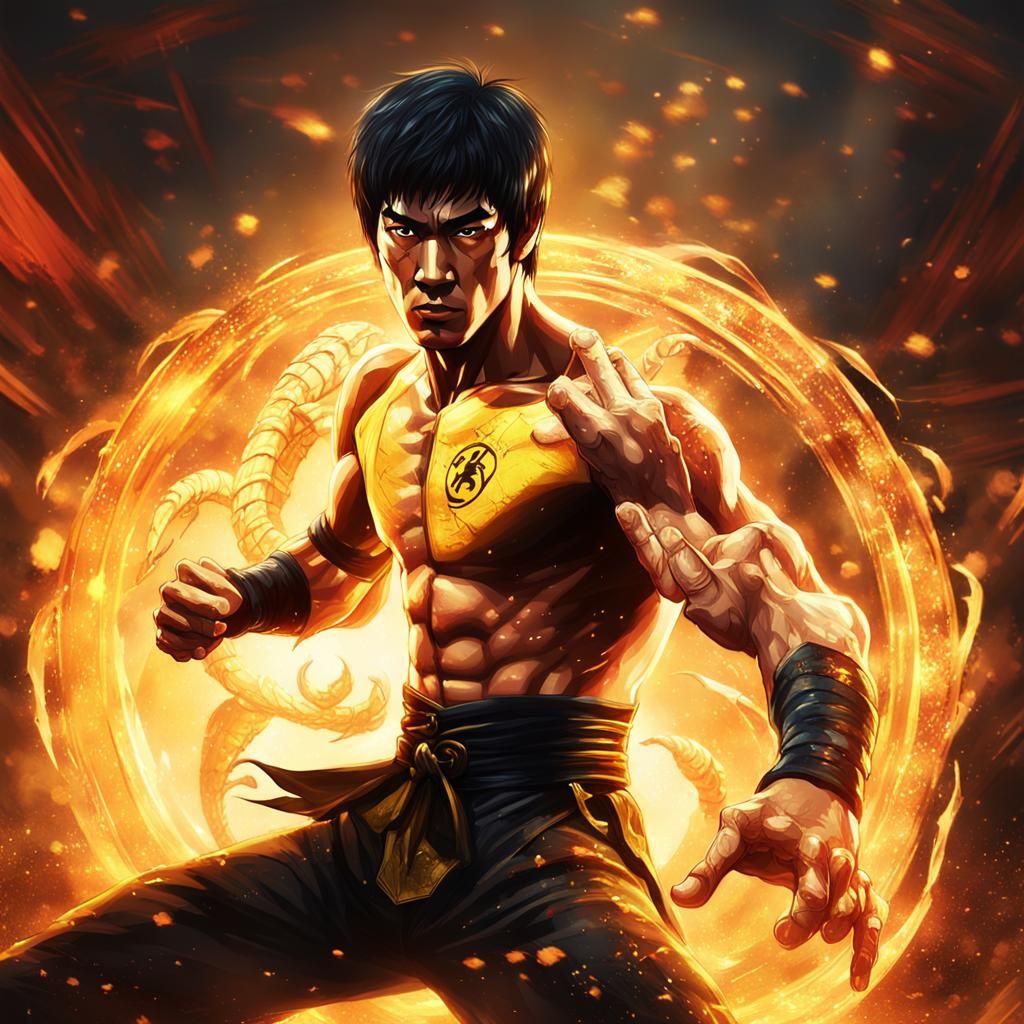 Bruce Lee versus Scorpion in Mortal Kombat Arena