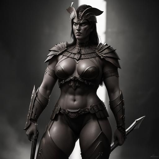 Hyperrealistic Spartan Warrior Punishing Young Man