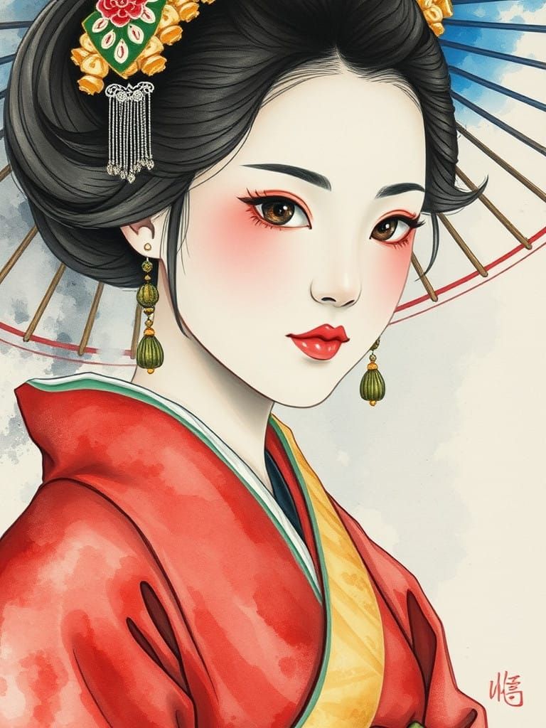 Watercolour. Yamato Nadeshiko.
