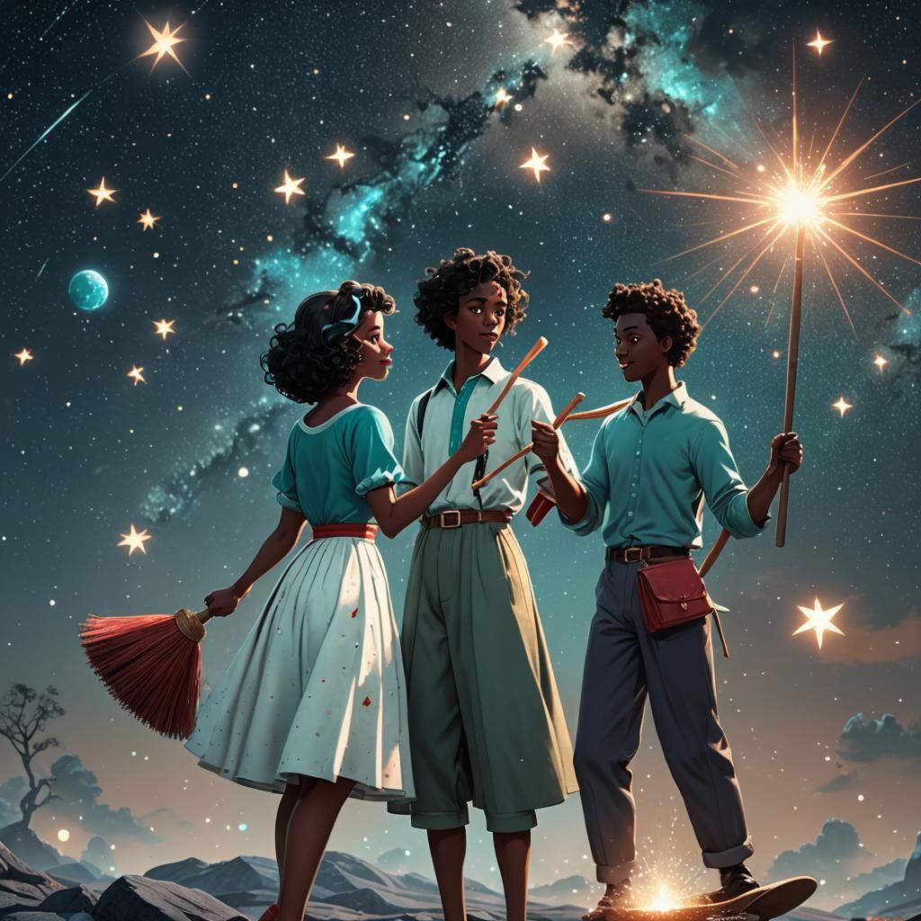 Celestial Star Cleaning: 3D Anime Art