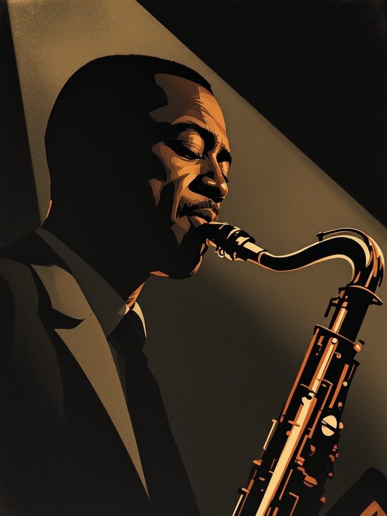 Mid-Century Jazz Icon in Sepia Tones