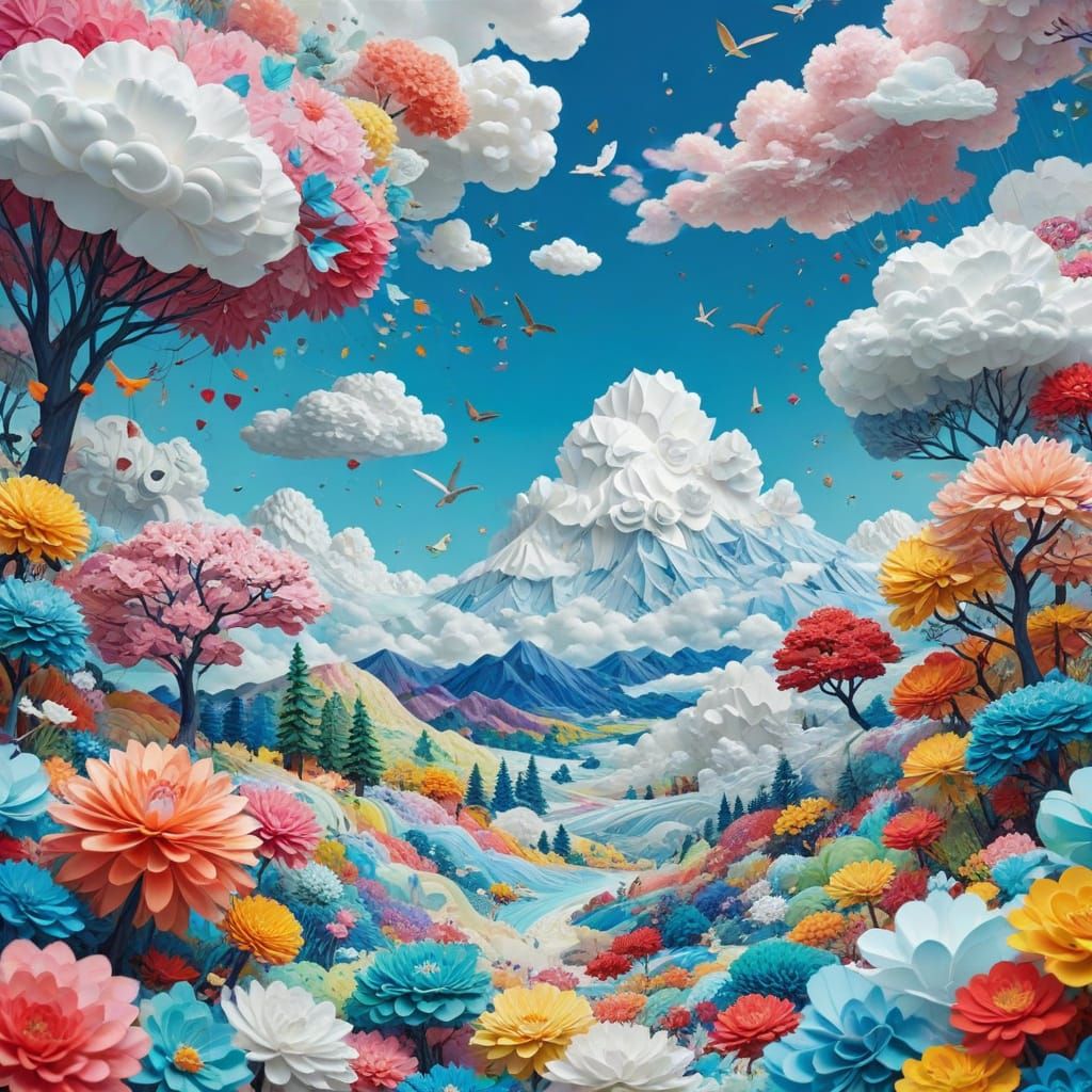 Dreamy Origami Sky with Delicate Paper Folds