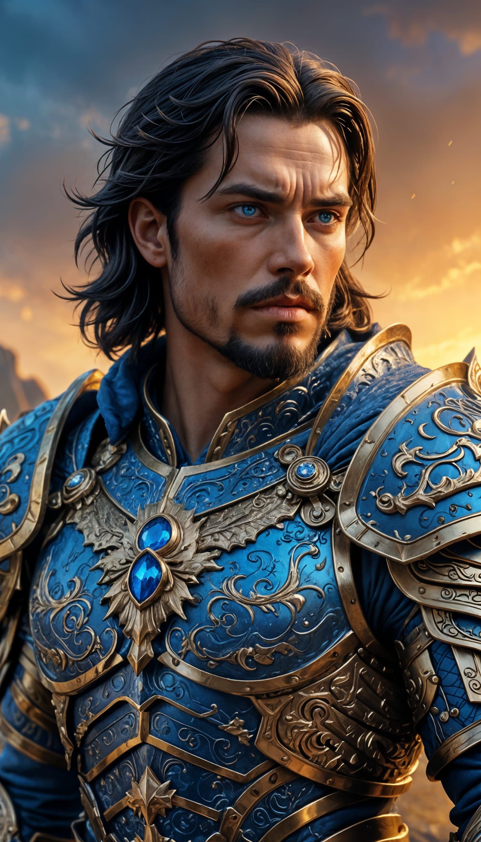 Regal Warrior in Intricately Detailed Armor