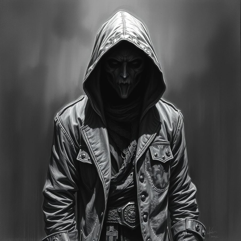 Mysterious Figure in Charcoal Style
