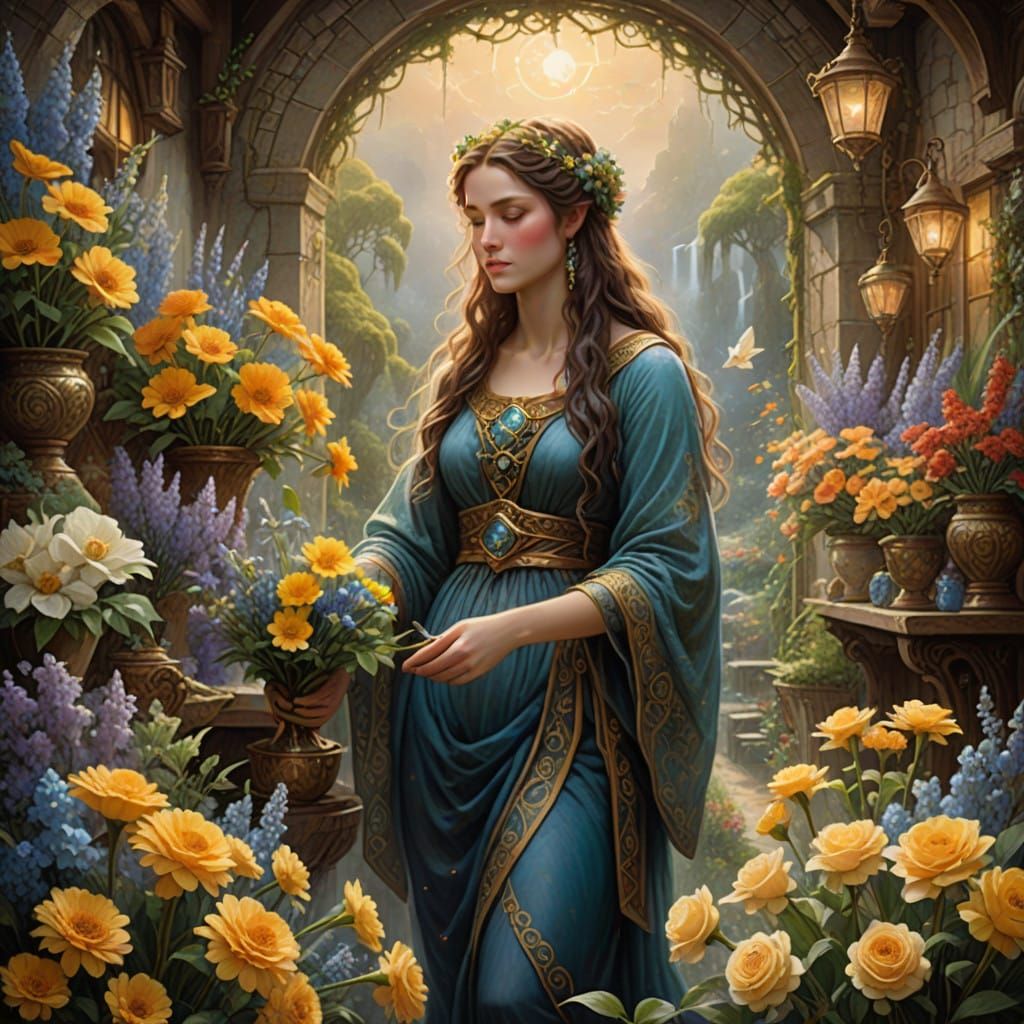 Goddess of the Earth Nurtures Blooming Beauty in Modern Flor...