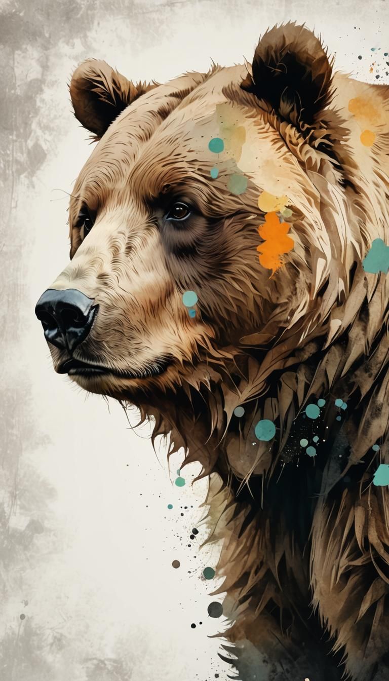 Cute Minimalist Bear Profile Clipart in Nursery Art Style