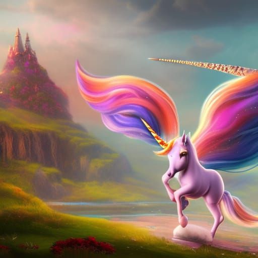 Cute Unicorn in Detailed Matte Painting