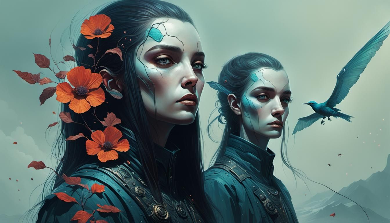 Surreal Portrait in Mixed Artistic Styles