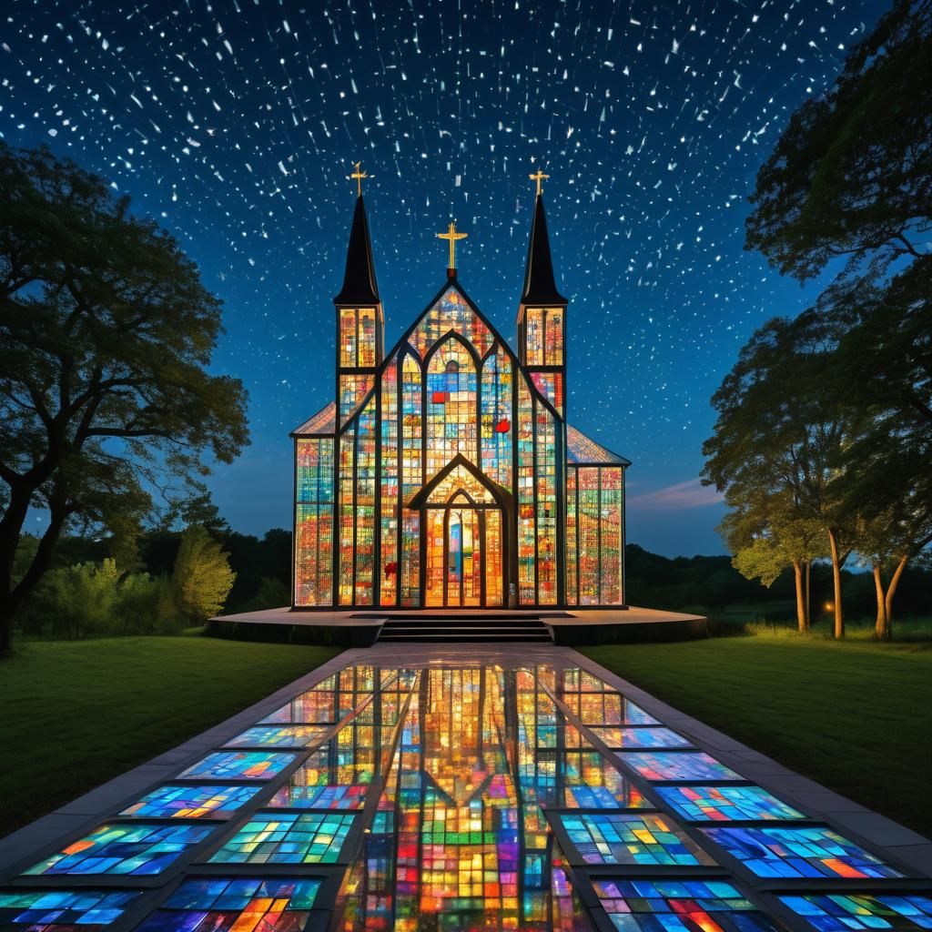 Glass Church Radiates Light in Tranquil Countryside