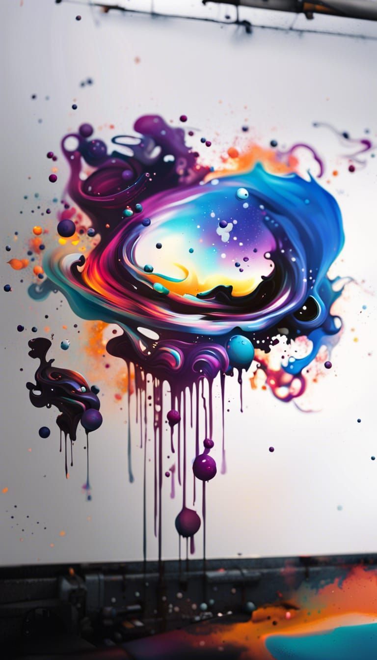 Colorful Space Graffiti Art in Polychromatic Style